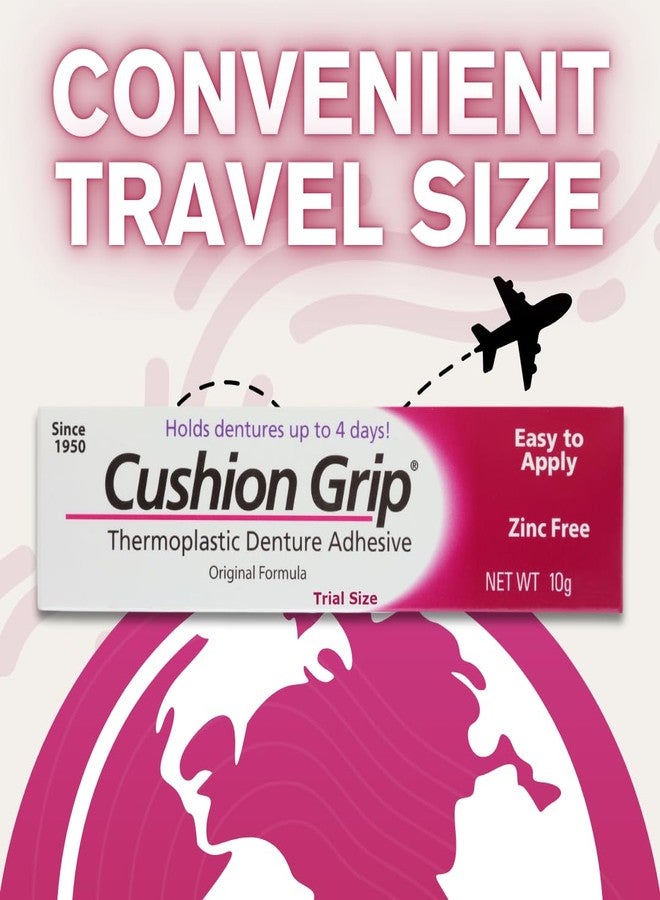 Cushion Grip Thermoplastic Denture Adhesive, 0.35 oz Travel Size (Pack of 3) – Refits and Tightens Loose Dentures for Up to 4 Days | Non-Glue, Zinc-Free, Waterproof Formula, Acts Like a Soft Reliner - Image 3